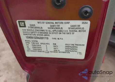 2004 Chevrolet Tahoe Ls from USA, damaged, VIN 1GNEK13Z84J301719